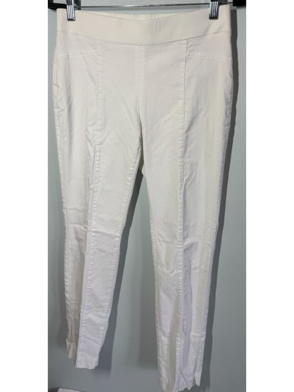 Rafaella Womens 8P White Pull On Slim Ankle Pants Stretch Zip Hem Coastal Resort